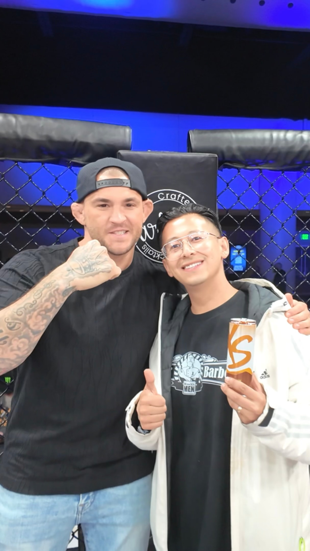 Cageside portrait with Dustin Poirier at an APFC event